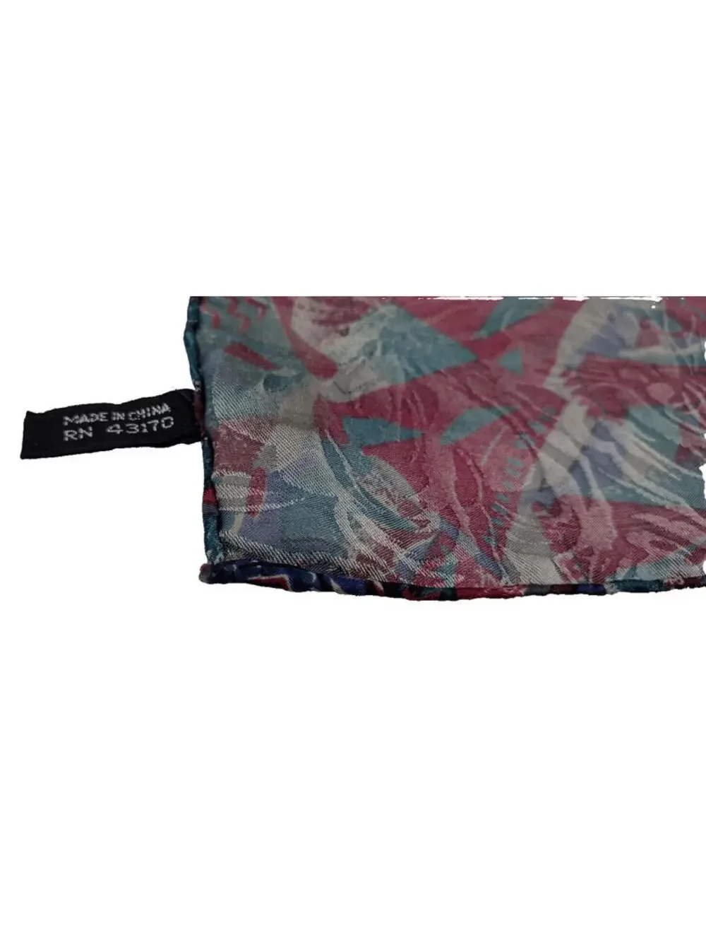Burgundy Handkerchief 100% Silk 80s colors HANKIE ABSTRACT HAND ROLLED EDGES